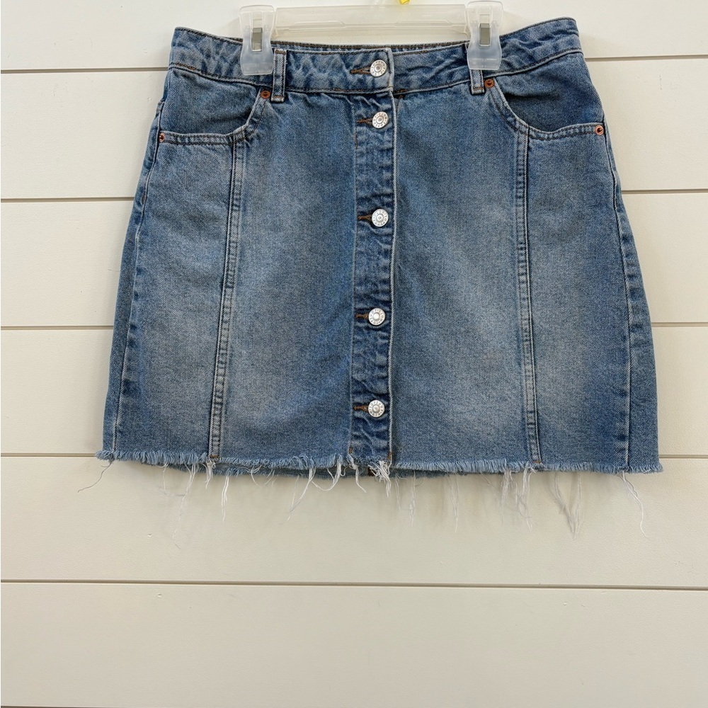 Topshop Denim Button-Down Mini Skirt